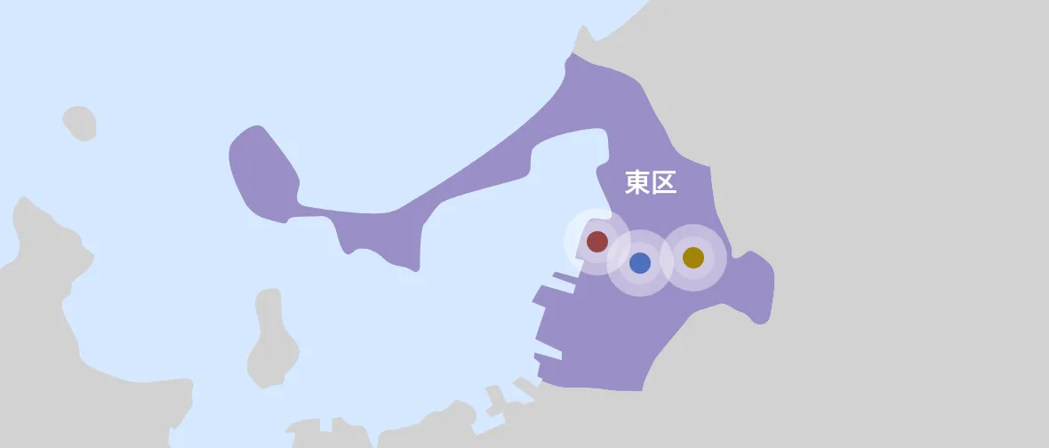 福岡市東区3斎場の位置図